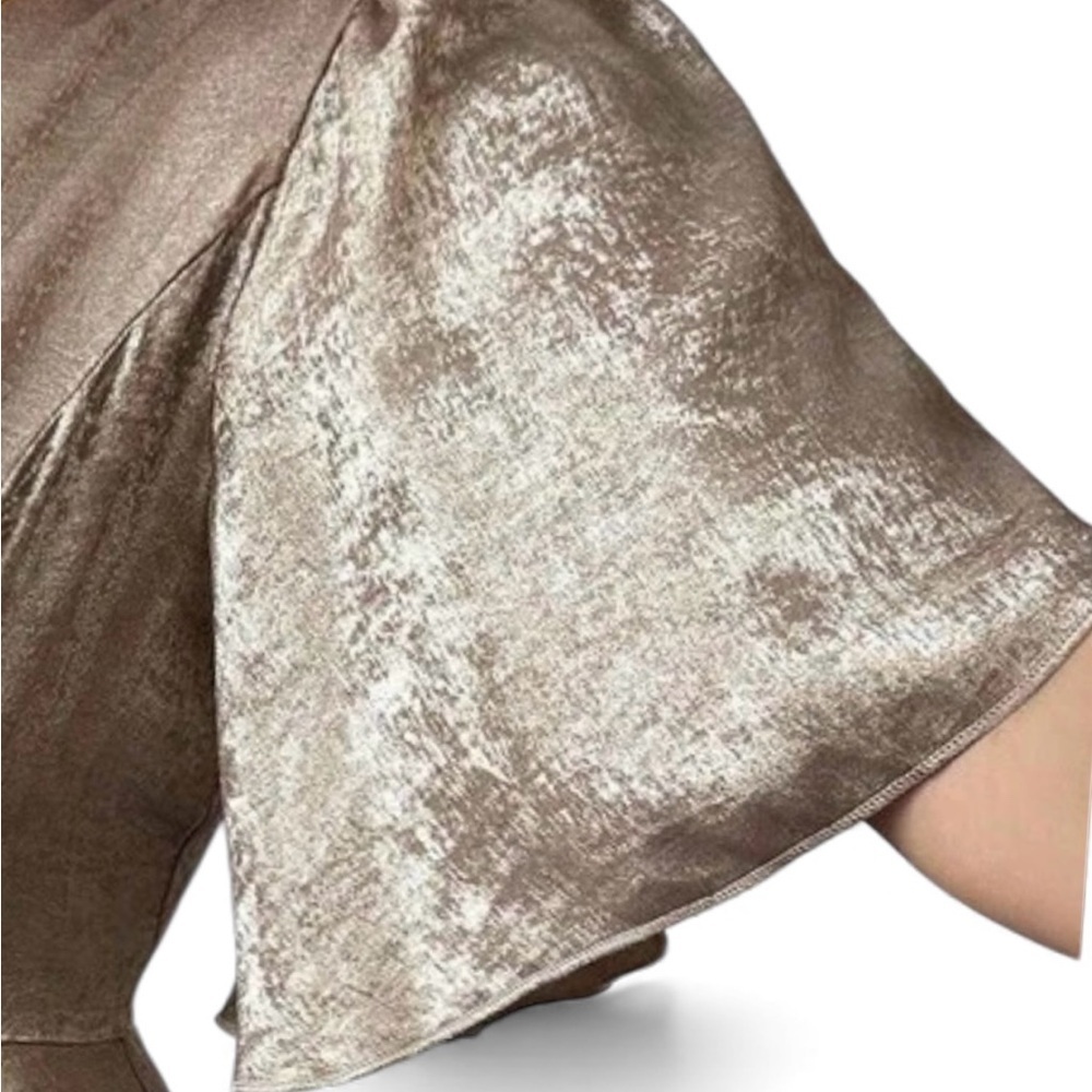 SHEIN Metallic Gold Ruffle Blouse.Sz/2XL - Picture 3 of 8
